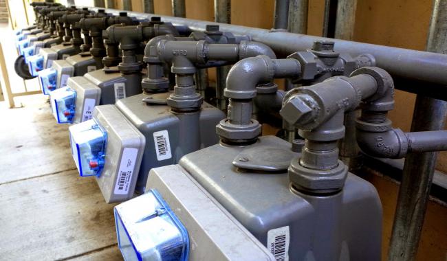 Row of gas meters.