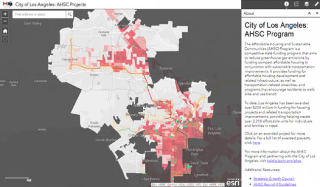 This is a gis map of R1-4 AHSC projects. 