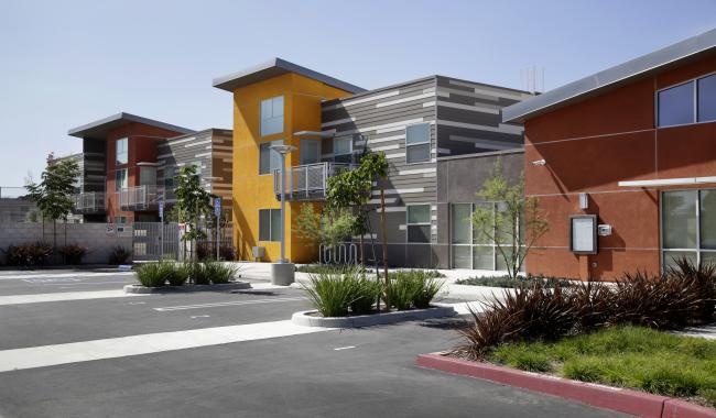 Parking stalls at Sage Park housing in Gardena