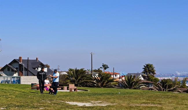 People walking in a community park