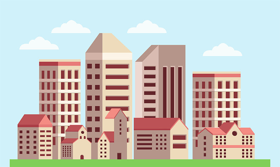 illustration of tall buildings